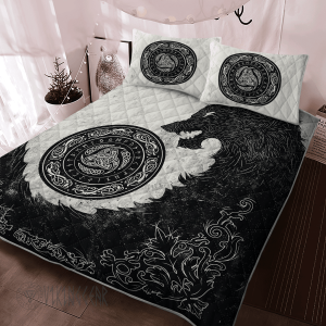 Fenrir And Horns of Odin Viking Quilt Set