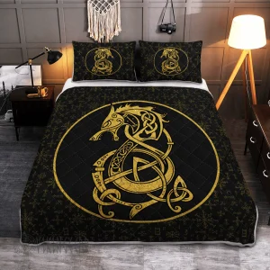 Fenrir Inside The Circle Viking Quilt Set