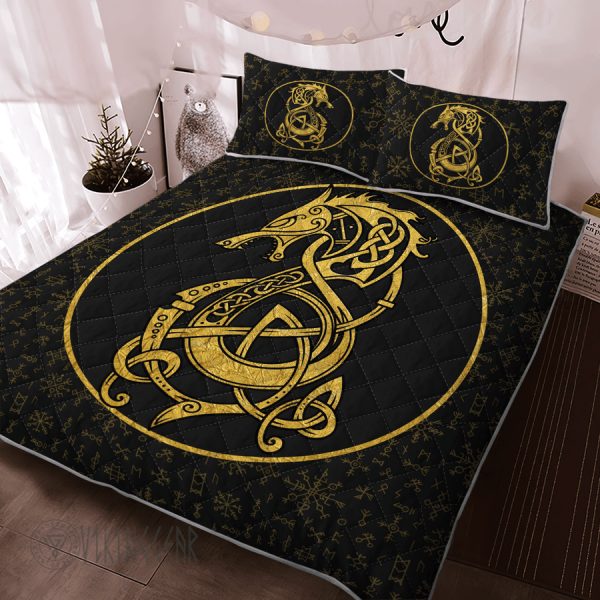 Fenrir Inside The Circle Viking Quilt Set