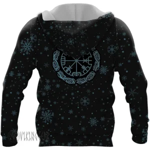 Fenrir Vegvisir Viking Hoodie With Snowflakes