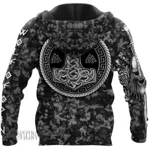 Fenrir Wolf And Hammer Viking Hoodie Strong Camouflage