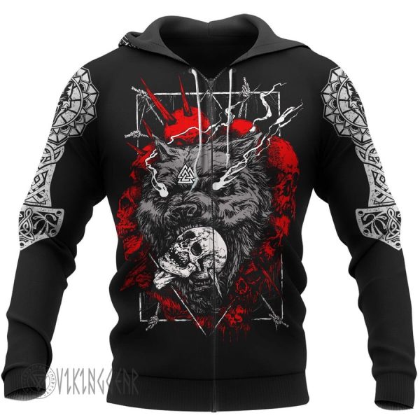 Fenrir Wolf And Odin Viking Hoodie