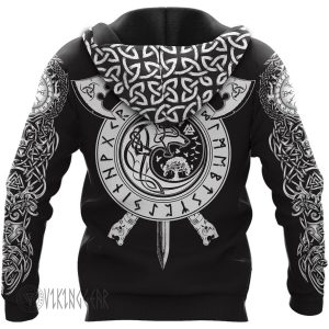 Fenrir Wolf Axe And Sword Viking Hoodie