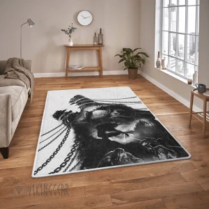 Fenrir Wolf Black Art Viking Area Rug