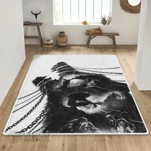 Fenrir Wolf Black Art Viking Area Rug