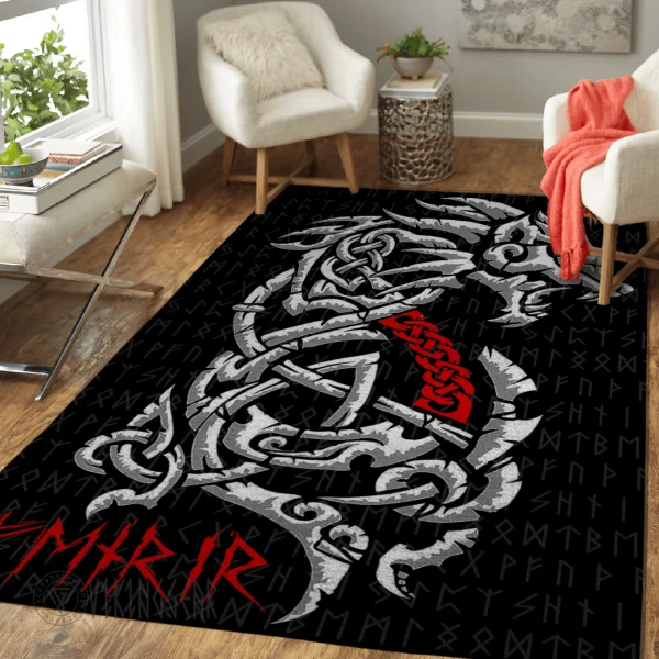 Fenrir Wolf Rune Celtic Viking Area Rug