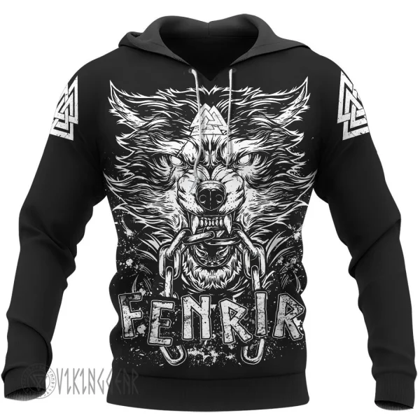 Fenrir Wolf Vegvisir Viking Hoodie