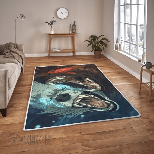 Geri and Freki Odin's wolves Viking Area Rug