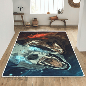 Geri and Freki Odin's wolves Viking Area Rug