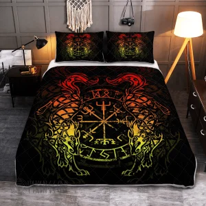 Geri and Freki Wolf Of Odin Viking Quilt Set