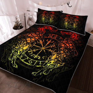 Geri and Freki Wolf Of Odin Viking Quilt Set