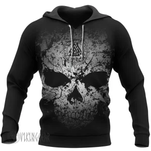 Grunge Skull Valknut Rune Viking Hoodie