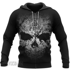 Grunge Skull Valknut Rune Viking Hoodie