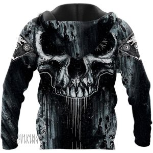 Grunge Skull Vegvisir Valknut Viking Hoodie