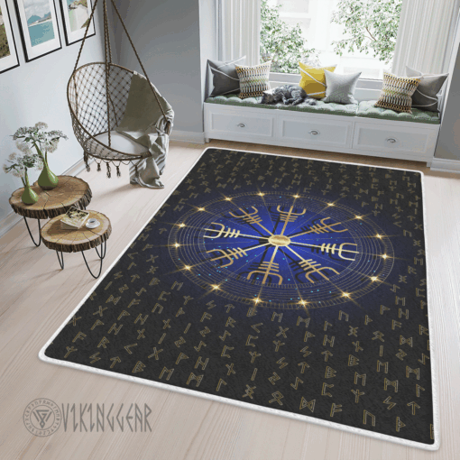 Helm Of Awe And Rune Gold Viking Area Rug