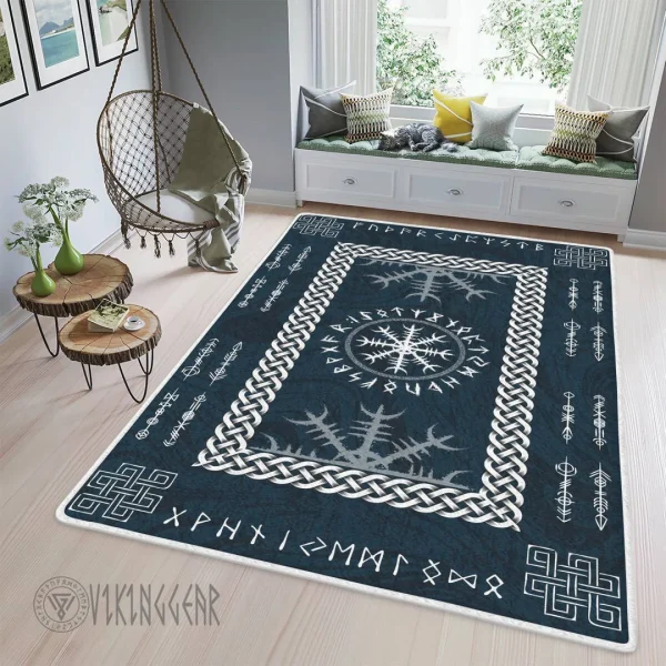 Helm Of Awe Symbol And Rune Viking Area Rug