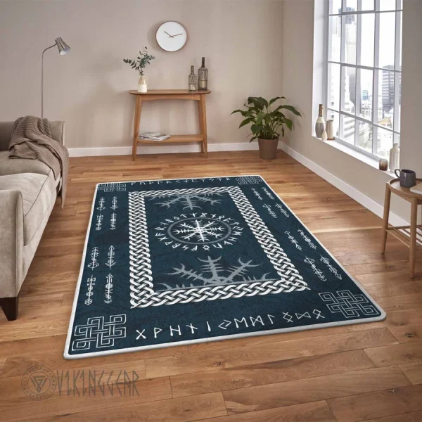 Helm Of Awe Symbol And Rune Viking Area Rug