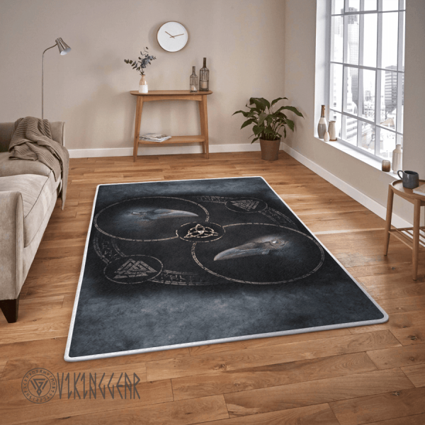 Huginn and Muninn Norse Raven Dark Art Viking Area Rug