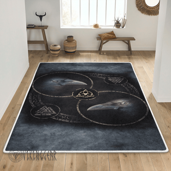 Huginn and Muninn Norse Raven Dark Art Viking Area Rug