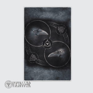 Huginn and Muninn Norse Raven Dark Art Viking Area Rug