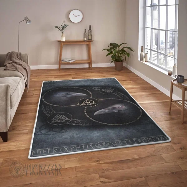 Huginn and Muninn The Ravens Of Odin Viking Area Rug