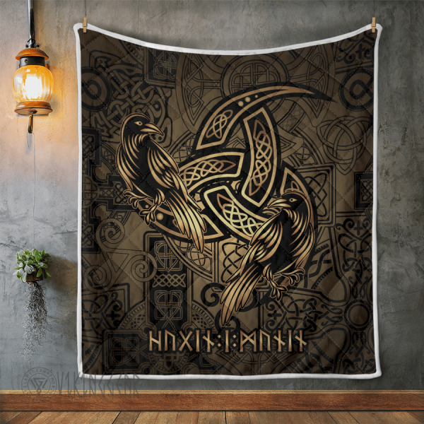 Huginn and Muninn - The Triple Horn of Odin - Viking Quilt