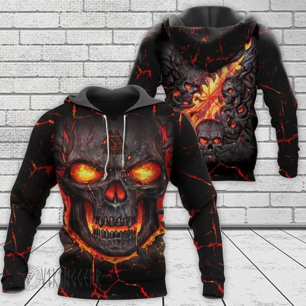 Lava Skull Valknut Viking Hoodie