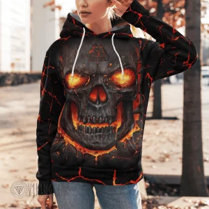 Lava Skull Valknut Viking Hoodie