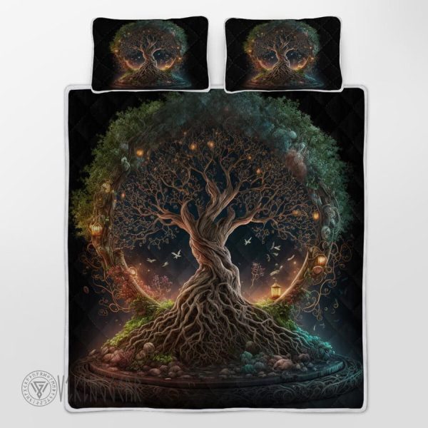 Magic Tree Of Life Sacred Symbol Viking Quilt Set