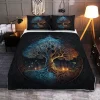 Mythical Retro Tree Of Life Norse Mythology Viking Quilt Set