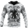 Never Gave Up Viking Hoodie With Camouflage Colors For Soldiers