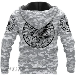 Never Gave Up Viking Hoodie With Camouflage Colors For Soldiers