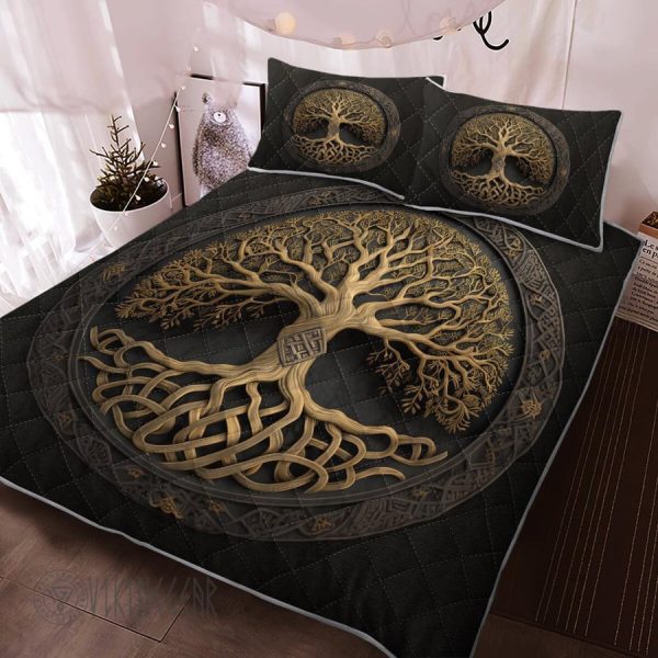 Norse Celtic Yggdrasil Tree Of Life Viking Quilt Set