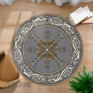 Norse Helm of Awe Round Carpet | Viking Round Carpet