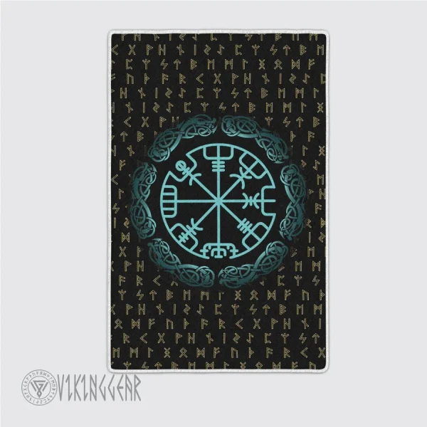 Norse Magical Rune And Vegvisir Viking Area Rug