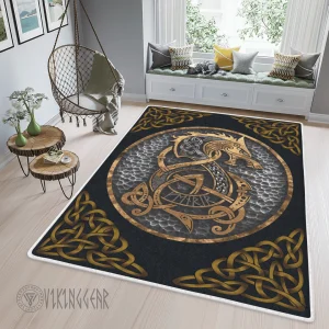 Norse Mythology Fenrir Pattern Celtic Viking Area Rug