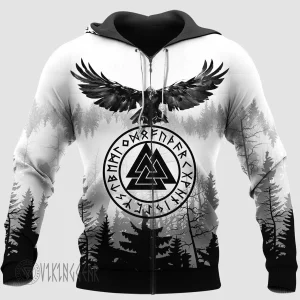 Norse Raven Valknut Viking Hoodie