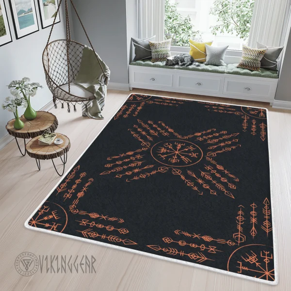 Norse Vegvisir Symbol Viking Area Rug