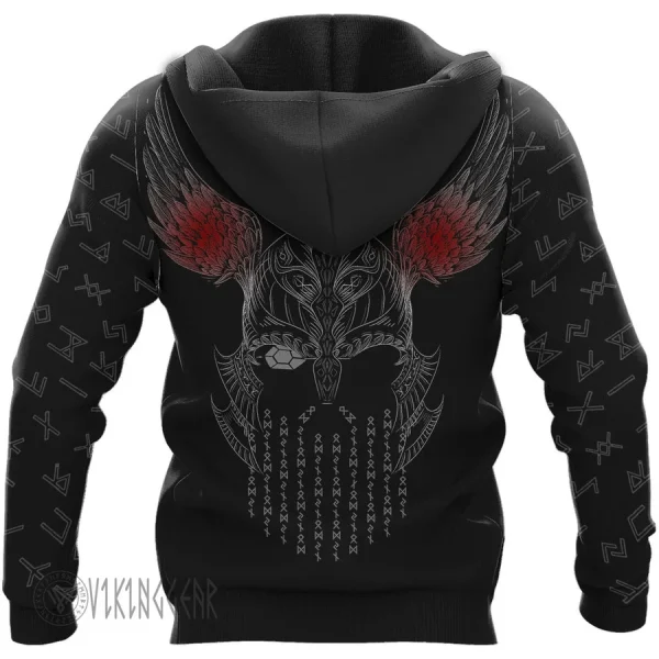 Odin And Jormungandr Red Design Viking Hoodie