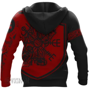 Odin Art Bear Vegvisir Viking Hoodie Red Design