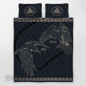 Odin's Ravens Huginn and Muninn Viking Quilt Set