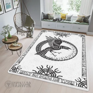 Raven And Rune Black Design Viking Area Rug