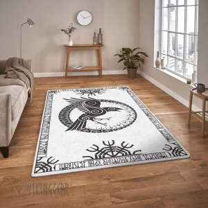 Raven And Rune Black Design Viking Area Rug