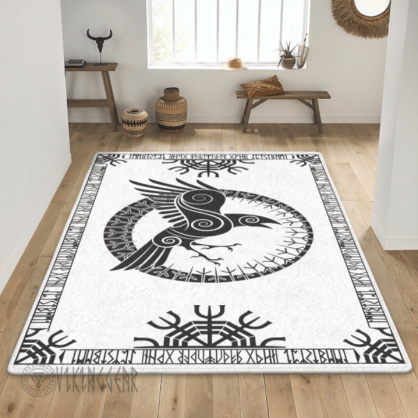 Raven And Rune Black Design Viking Area Rug