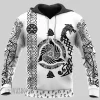 Raven And Wolf White Viking Hoodie