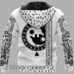 Raven And Wolf White Viking Hoodie
