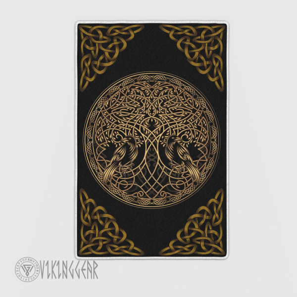 Raven And Yggdrasil Tree Of Life Viking Area Rug