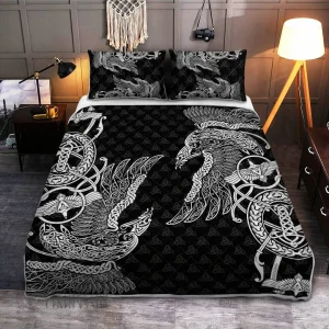 Raven Celtic Norse Mythology Viking Quilt Set Link Art Design