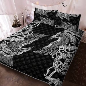 Raven Celtic Norse Mythology Viking Quilt Set Link Art Design