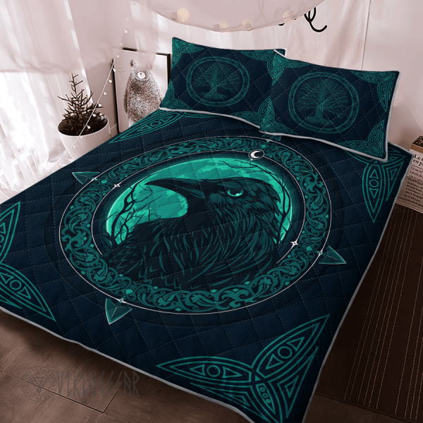 Raven Celtic Pattern Tree Of Life Viking Quilt Set